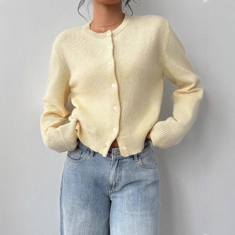 Women S Long Sleeve Knit Cardigan Sweater Short Length Loose Fit