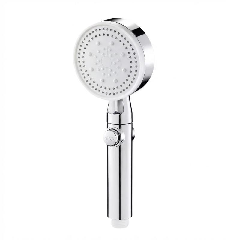 Adjustable High Pressure Shower Head 5 Modes Water Saving One-Key Stop Spray Nozzle with Hose - Bathroom Shower Accessories