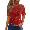 Women's Fashionable Casual Short Sleeve Christmas Print Round Neck Pullover Top