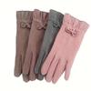 Women's Elegant Gloves Warm, Stretchy & Comfortable | Ruffled Cuff with Bow Detail | Cold-Weather Protection | Hand Washable