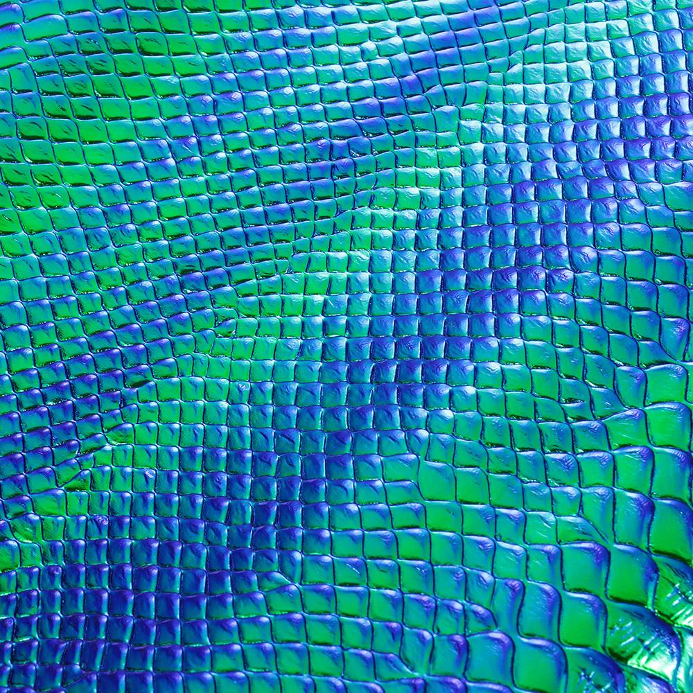 1 Roll 30x135cm Snake Skin Pattern Sheets Holographic Snake Skin Pattern Leather Sheets PU Faux Leather Blue & Green