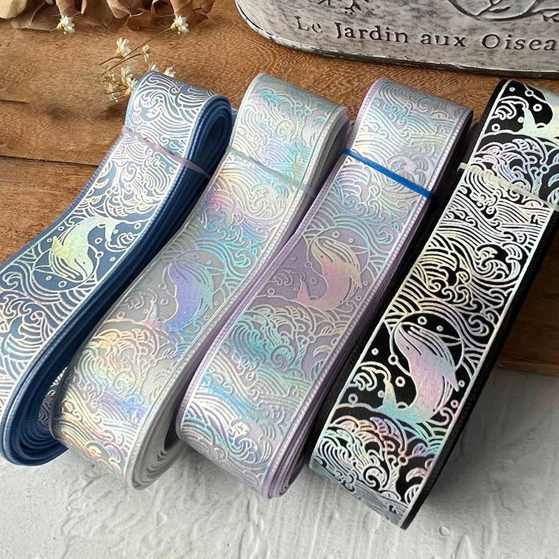 2.5cmx4.5m/Rolle Mehrfarbig Kopfschmuck Hut Heißprägemuster Brosche Abzeichen Lasermuster Geschenkbox