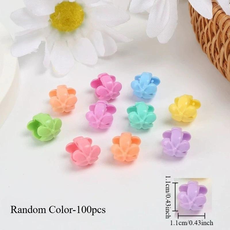 

100pcs Colorful Plastic Hair Claw Clips Bohemian Flower Hair Beads with Cut-Out Design Braids Locs Buns Summer Hair Accessories