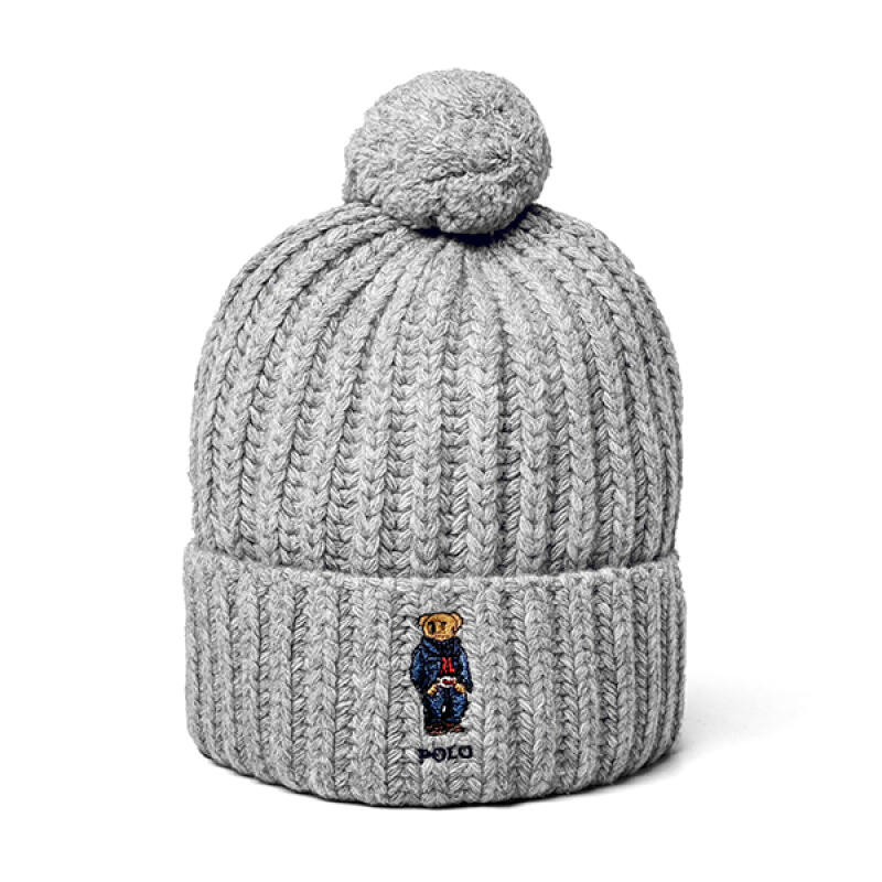 Шапка-бини Polo Ralph Lauren с джинсовым мишкой и помпоном WC0522-032 WC0522-032