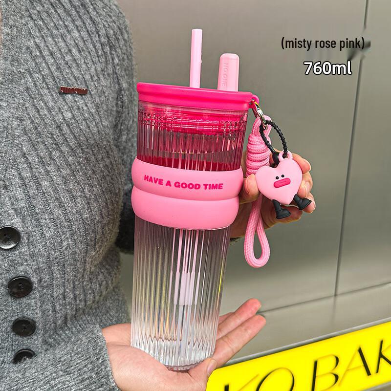 Stylish Large Capacity Portable Straw Water Bottle