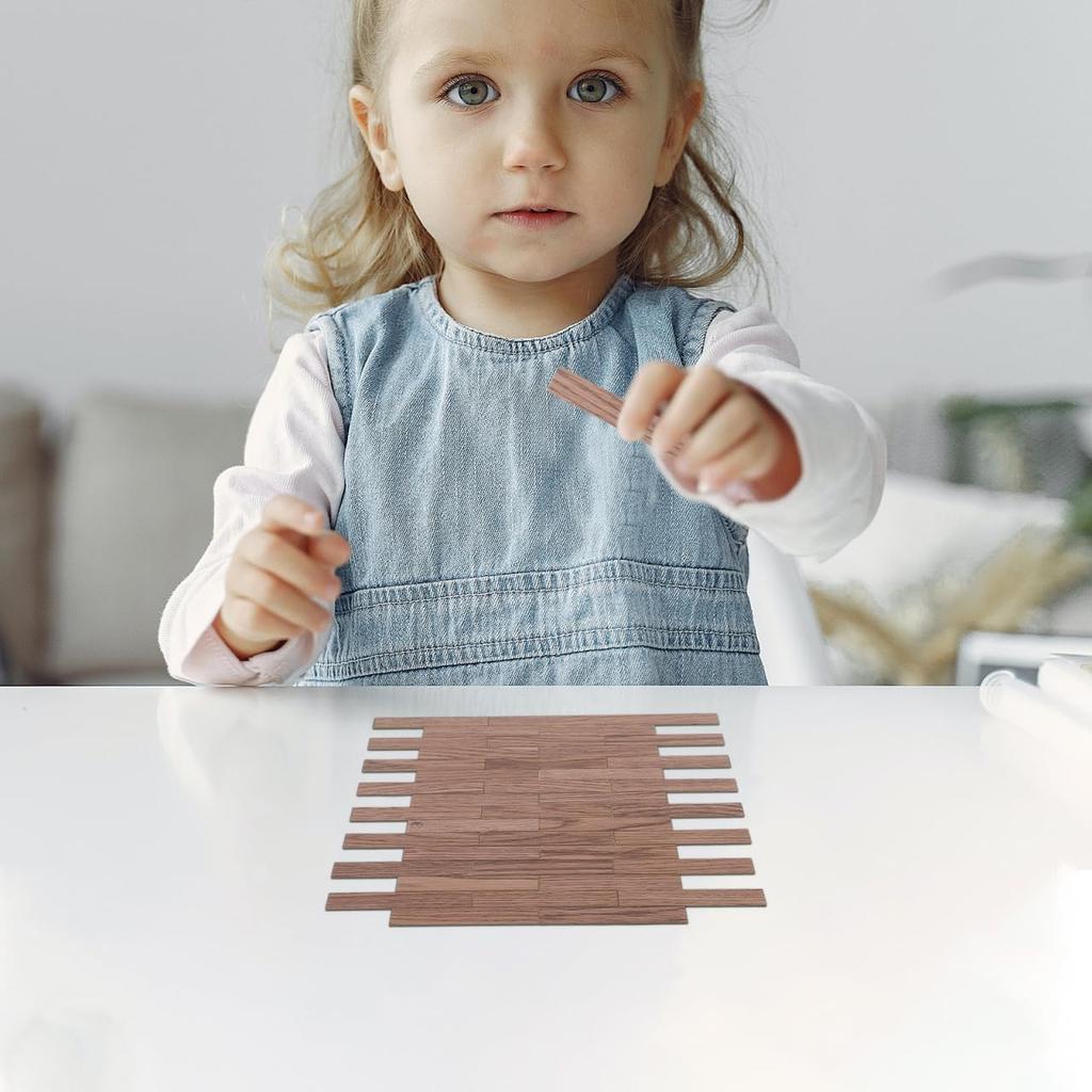 OUNONA 40 Pieces Miniature House Imitation Wood Grain Flooring Boards, 10x0.6x0.08 Inches, Dollhouse Accessories, Model Flooring, DIY Interior Decor