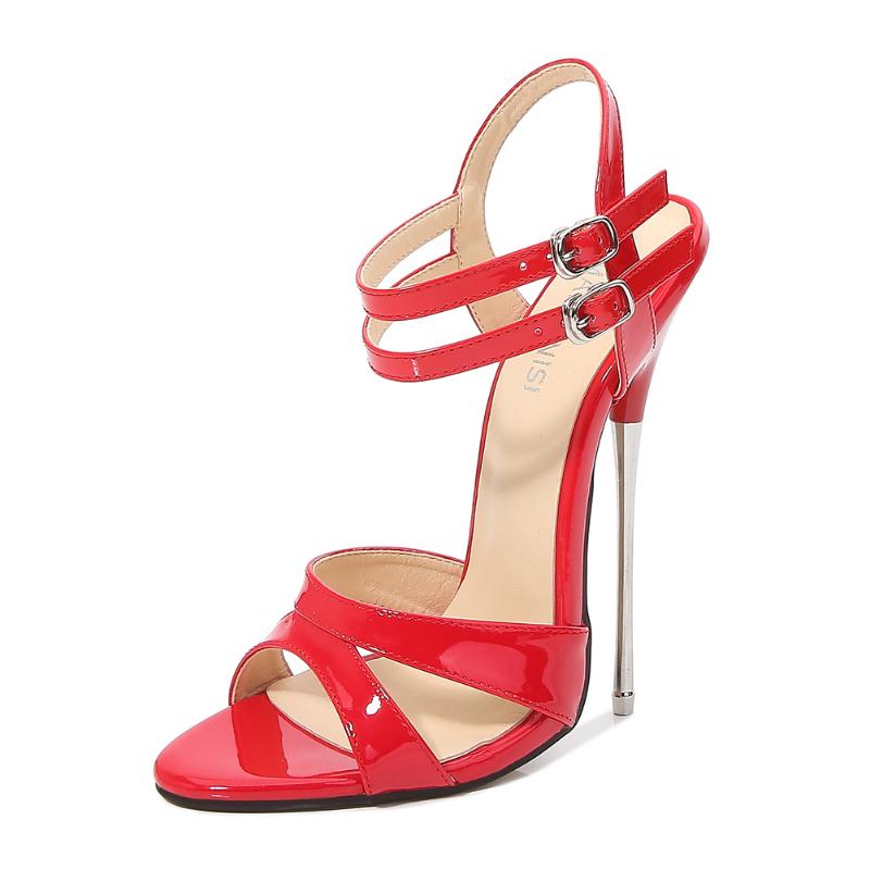 EuropeanAmerican Celebrities Nightclubs With Large Size Thin Heels And Double Buckles Elegant And Fashionable Leather Shoes