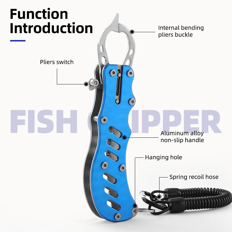 Hand Grip Portable Stainless Steel Fishing Grip Hook Lip Gripper Fish Grip Hook Fishing Tackle Tool Nose Pliers Tackle Box Angling Gear Equipment