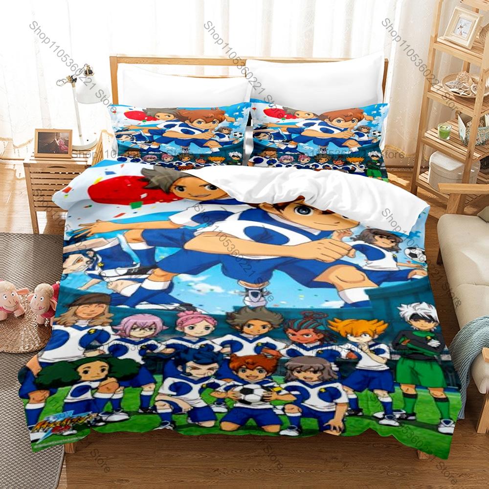 Inazuma Eleven GO Beddengoed Set Dekbedovertrek + 2 Kussenslopen Sport Voetbal Anime Raimon Teamgeest Beest Slaapkamer Decoratie