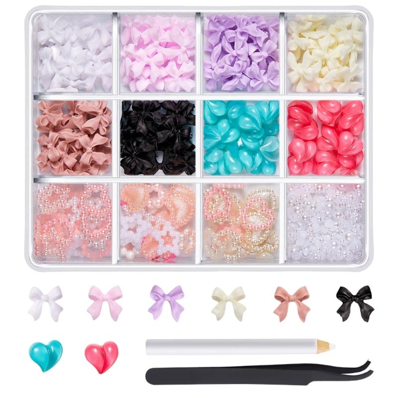 1Box 3D Butterfly Nails Charm for Women Mixed Ribbon Resin Nails Art Rhinestones Crafts Nails Supplies Embellishment