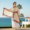 Rainbow-Border Summer Shawl Tasseled Beach Wrap Neck Wrap Sunscreen Sarong  Fashionistas