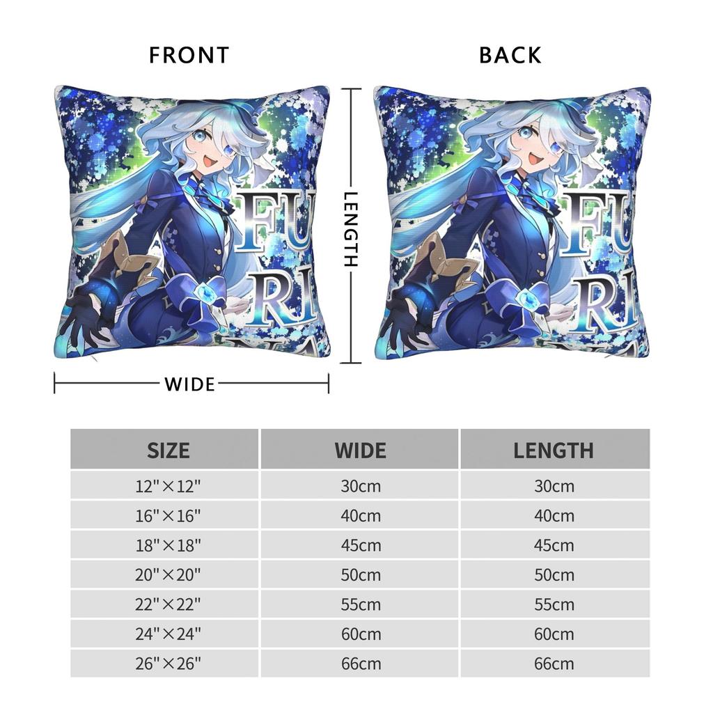 Furina Genshin Impact Waifu Pillowcase Double-Sided Printing Polyester Cushion Cover Decoration Pillow Case Cover Car Square