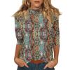 Damen Mock-Neck 3/4-Ärmel Bedrucktes Oberteil