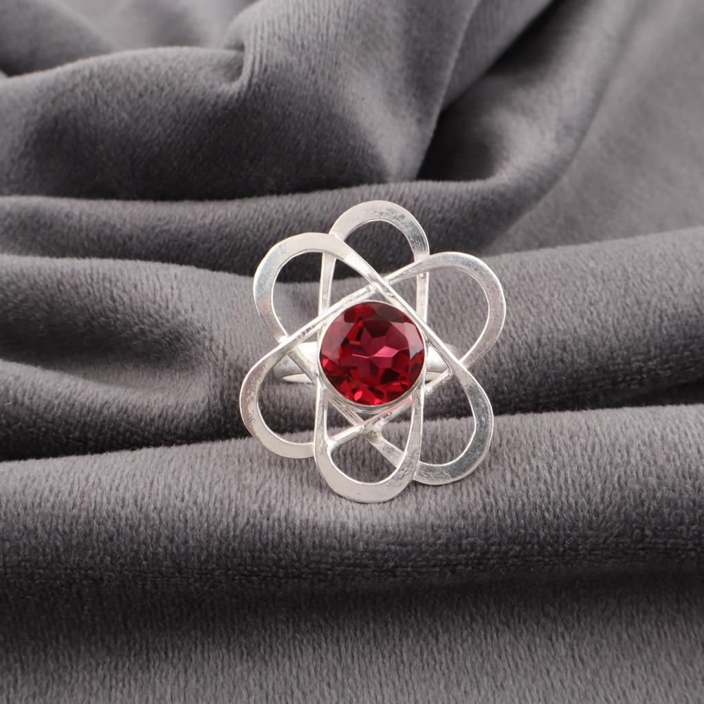 Pink Rubellite Gemstone Jewelry, 925 Sterling Silver Ring, Handmade Charming Earring, Bohemian Rubellite Ring For Grandma Gift