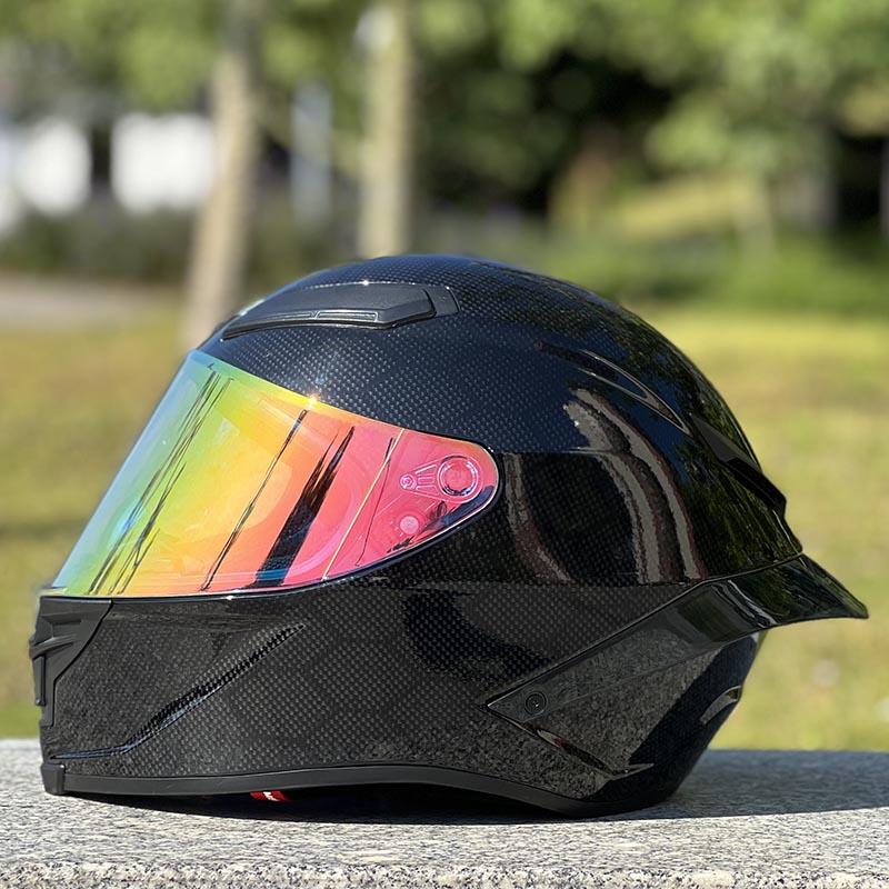 Men and Women Racing Full Face Helmet Motorbike Casco Capacete New Arrival Black Serpentine Helmet With Big Spoiler