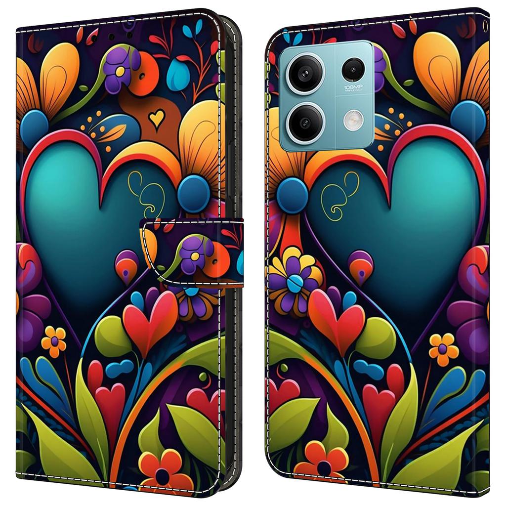 For Xiaomi Redmi Note 13 5G Case Pattern Design PU Leather Shockproof Flip Cover