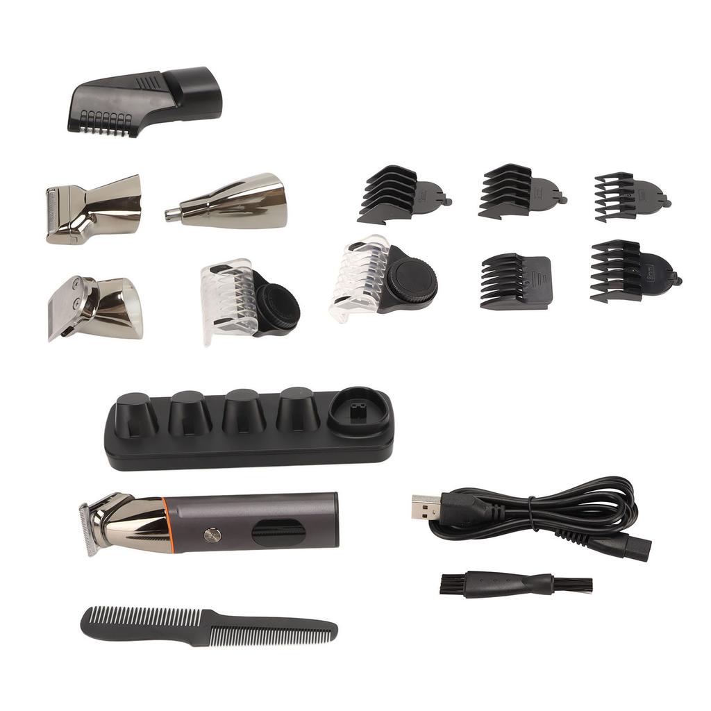 Electric Hair Clipper Waterproof Nose Hair Cutter Eyebrow Grooming Beard Trimming Set with 6 Guide Combs