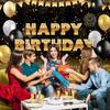 Black Gold Happy Birthday Backdrop Banner Glitter Black Gold Theme Photography Photo Prop Background Decor for Men Women Boys Girls Celebration