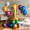 40inch Gold Number Foil Balloons Set Happy Birthday Party Decorations Kids Boy Girl 0-9 Year Old 10inch Chrome Metal Balloon