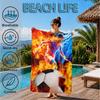 Football Player In Flames Beach Towel, Microfiber Beach Towel, Perfect For Pool, Beach, Travel, Home Decor Beach Party Fan gifts