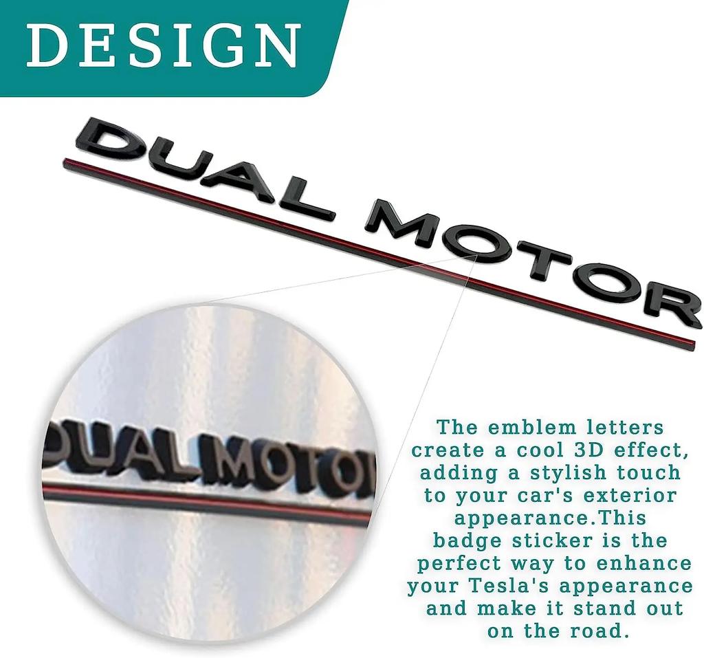 Bpyqc0 3D Raised DUAL MOTOR Underlined Letters Emblem for Tesla Model 3 Y X S Car Styling High Performance Trunk Badge Sticker