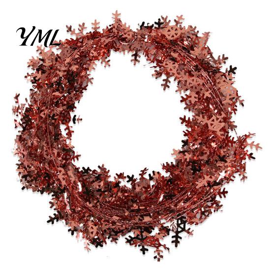 Flexible Wire Greenery 24.6FT Christmas Garland, Red Green Leaves/Striped Candy/Snowflake Shiny Tinsel Lightweight Bendable Garland Garlands for Xmas