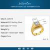 Lindon Luxury  Sterling  Ring with Square Shape AAA Zircon Gemstone Fine Jewelry Gold Color Ring for Female Wedding