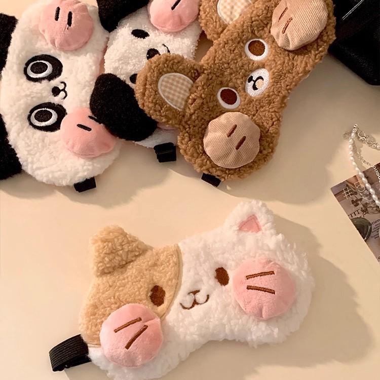 Kreskówkowa Urocza Pluszowa Maska do Spania na Oczy dla Kobiet i Studentów