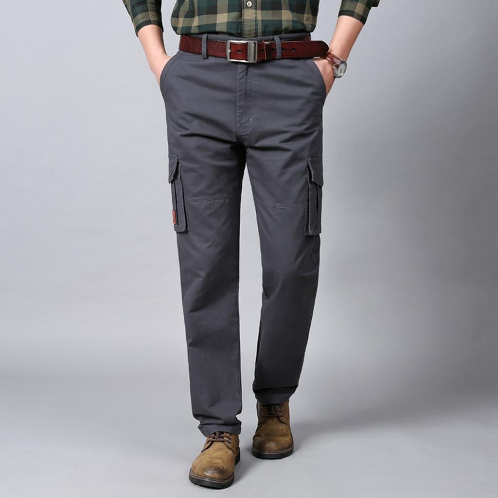 Men's Cross-border Plus Size Work Pants With Multiple Pockets, Casual Pants,  Cotton Pants