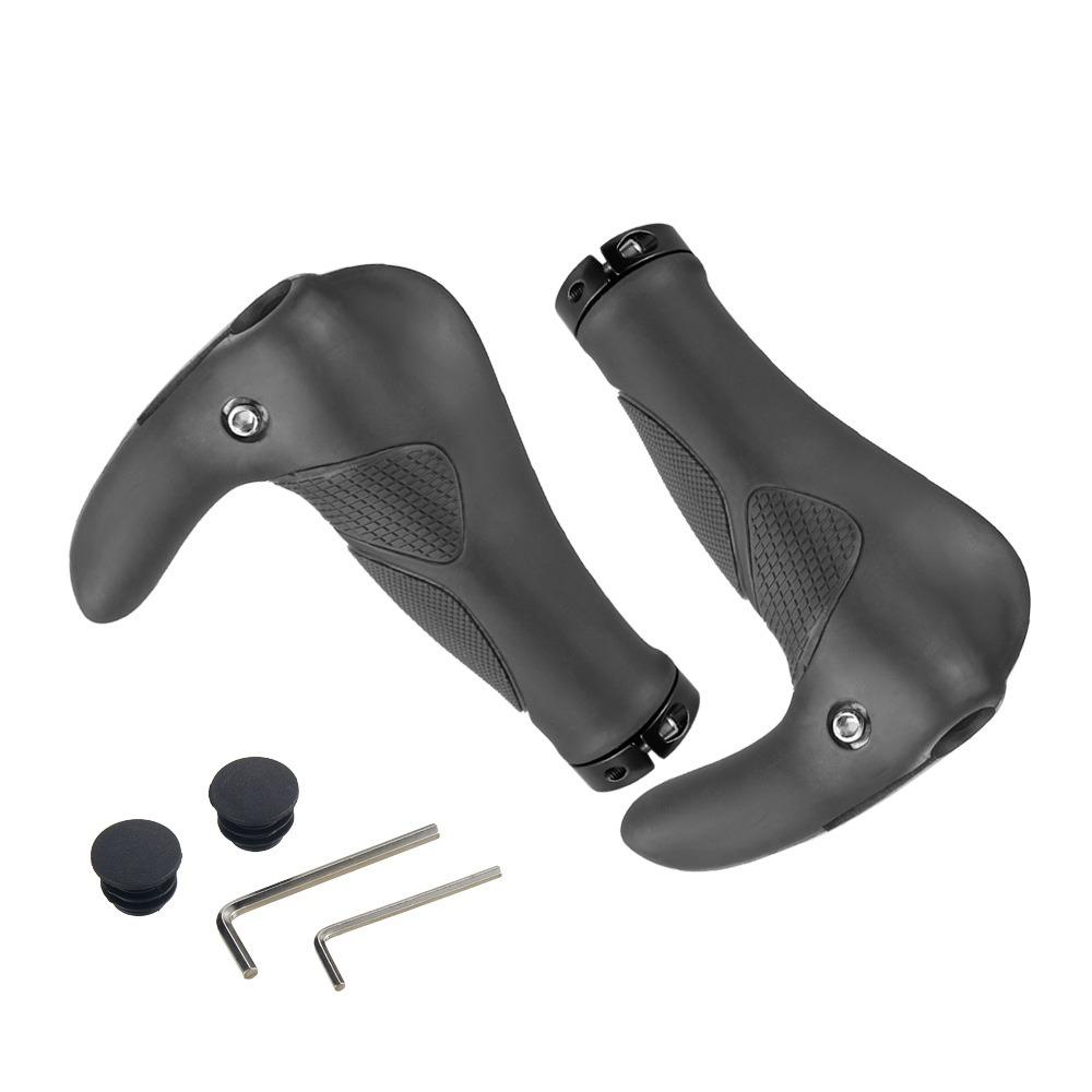 2Pcs Mountain Bike Aluminum Alloy Handle Universal Non-slip Rubber Horn Handle Bicycle Accessories Bicycle Components