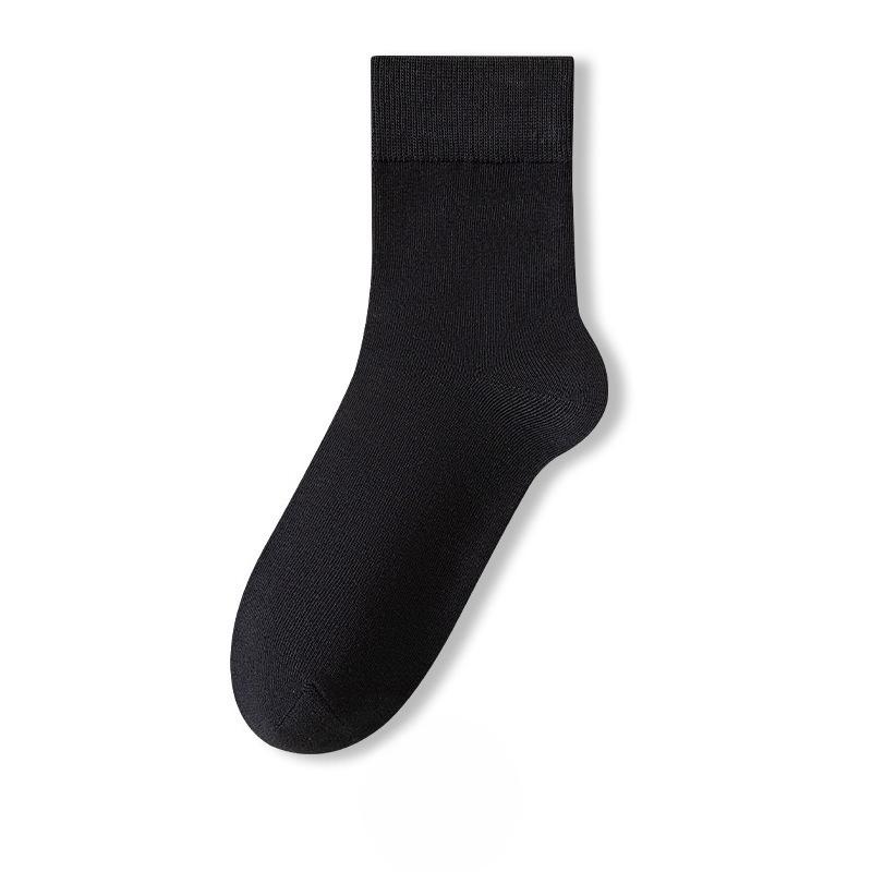 Men's Spring and Autumn Pure Cotton Pure Color Business Leisure Sweat Absorbing Breathable Antibacterial Socks