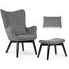Norse Wingback Chair With Footstool, Gray