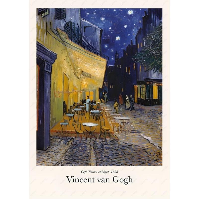 Van Gogh Oil Art Wildflower Starry Sunflower Poster Sticky Wall Art Printing Waterproof Home Living Bed Room Bar Aesthetic Decor
