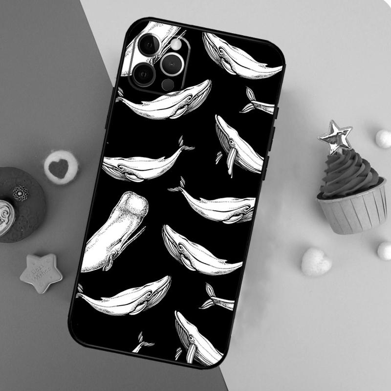 Blue Ocean Whales Pattern Phone Case For iPhone 17 16 14 13 12 11 15 Pro Max 12 13 Mini 16E 17 Air Shockproof Cover