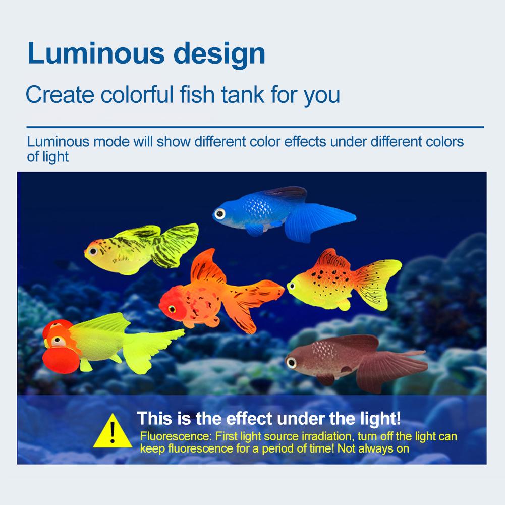 Glow In The Dark Artificial Aquarium Fishes Realistic Moving Floating Colorful Goldfish Fake Fish Ornament For Tank 7pc/lot