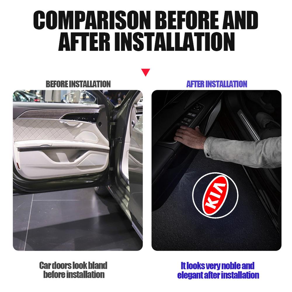 AABJD1 1/2Pcs LED Car Door Welcome Light Projector Lamp Auto Styling Decor For Kia Pegas Sorento Soul Cerato Sportage Optima Ceed KX5
