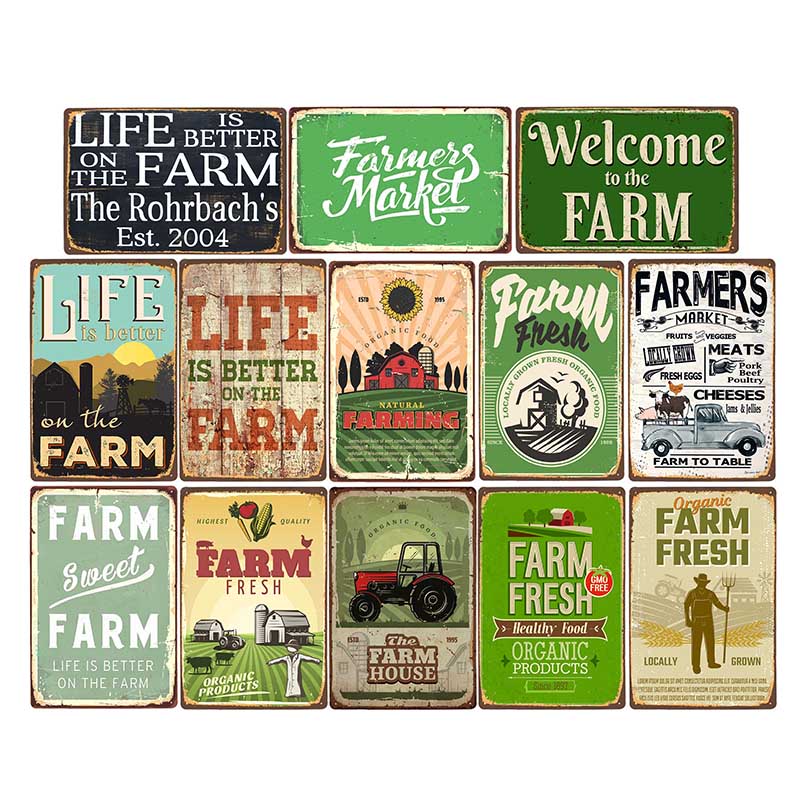 Farm Fresh Tin Sign Plaque Metal Vintage Farmhouse Decor Retro House Decoration Wall Poster 20x30 Cm