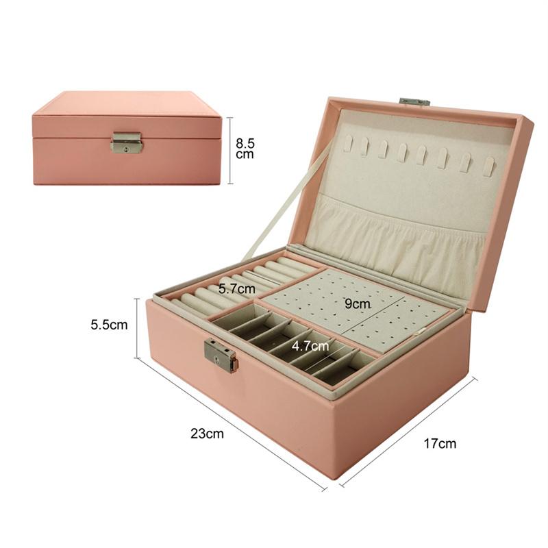 

Высококачественная шкатулка для украшений из ПУ кожи с внутренней отделкой из фланели, современная коробка для хранения колец, серег, подвесок, ожерелий, шкатулка для ювелирных изделий и косметики, подарочная коробка 1PC розовый