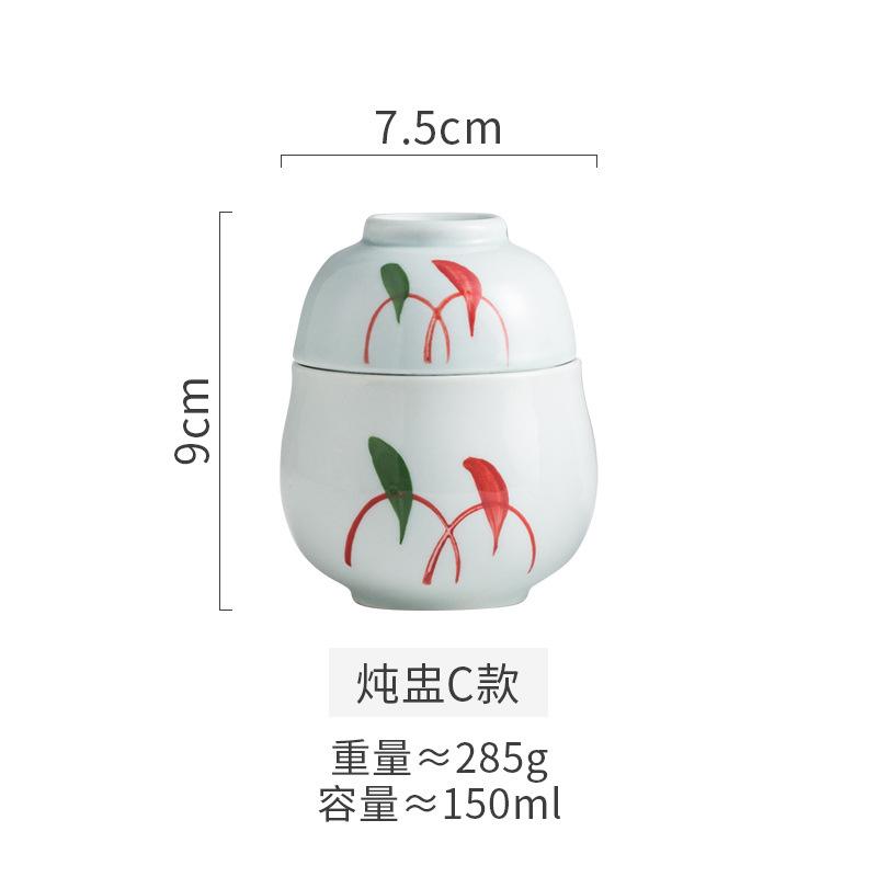 Hand-painted stew pot Japan Style ceramic with cover bowl birds nest dessert stew pot el commercial small stew soup soup pot