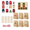24Pcs/Set Christmas Gift Bag Santa Claus Snowman Deer Pattern Paper Treat Boxes Candy Packaging Festive Goodie Bags Decoration