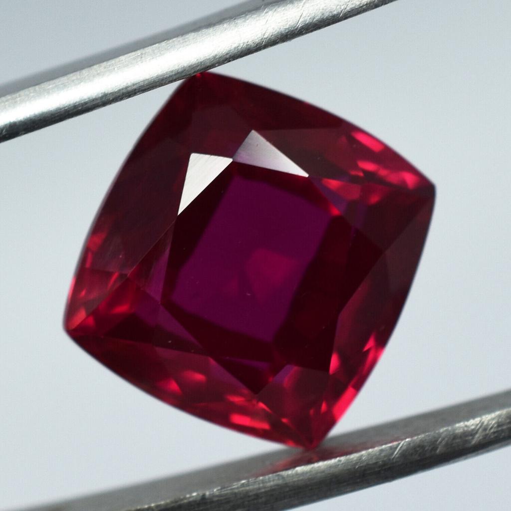 Natural Red Ruby Loose Gemstone Square Cushion Shape 7.50 Ct for Jewelry Making and Gem Collections