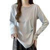 [ODFMCE] t-shirt ladies long sleeve spring cotton Plain color Fashionable Beautiful Relaxing big size is (JP, alphabet, XL, blue)