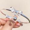 Exquisite Ins Bowknot Bangles Bracelet For Women Silver Adjustable Bell Bow Pendant Bracelets Bangle Lovers Fashion Jewelry Gift