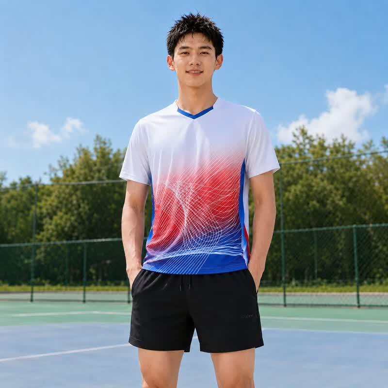 Men s Quick-Dry V-Neck Sports T-Shirt 5XL