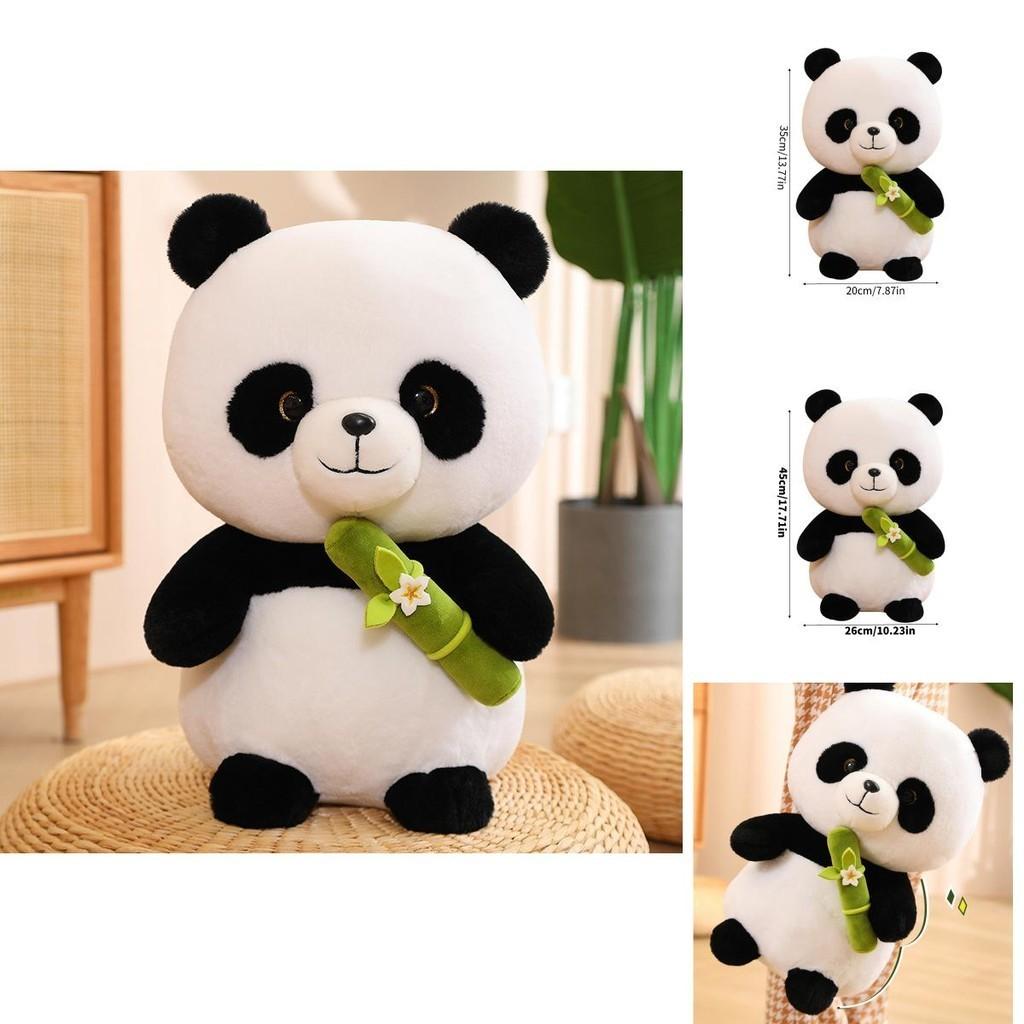 Süßes Panda Plüschtier Stofftier Puppe Bambussprossen Blume Bär Geschenk für Mädchen und Kinder