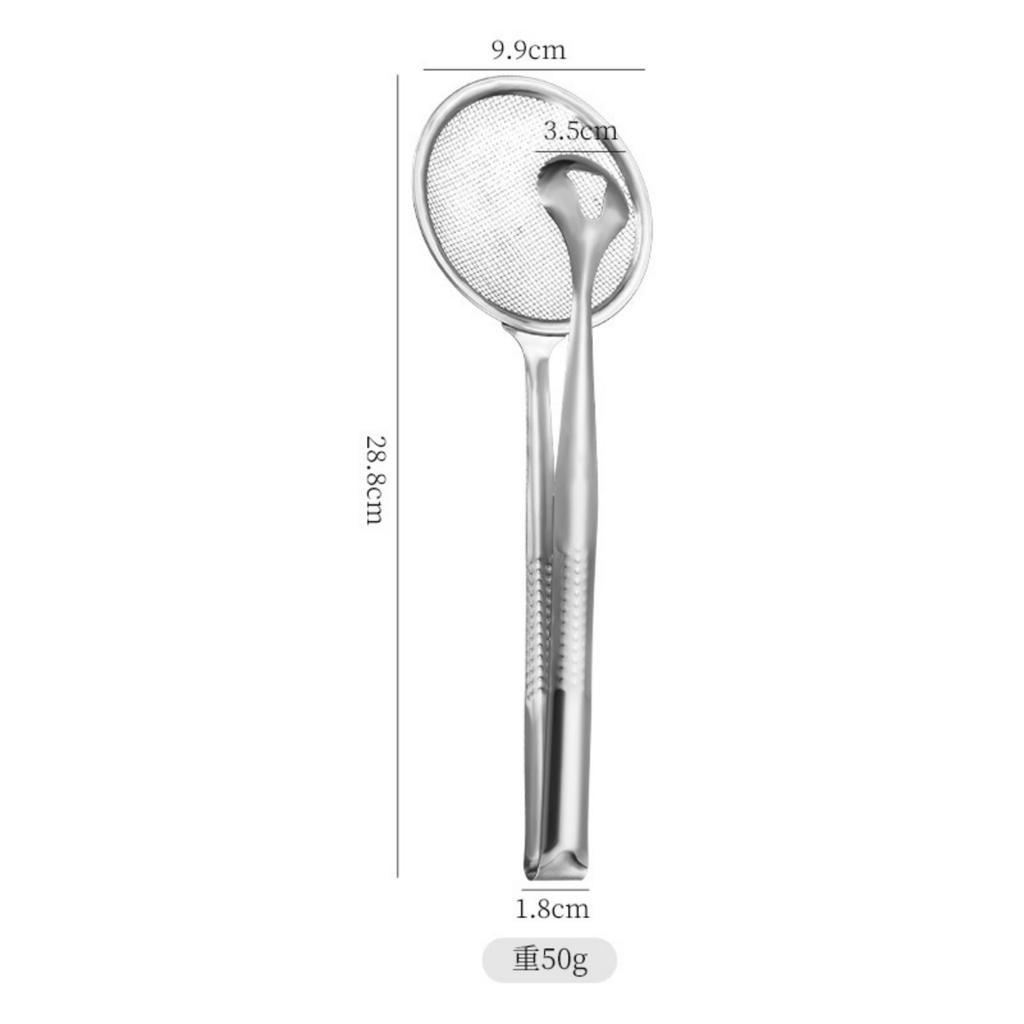Stainless Steel Multi-Functional Kitchen Tongs with Built-in Strainer Spoon - Ergonomic, Heat-Resistant, and Durable Tool for Cooking and Serving