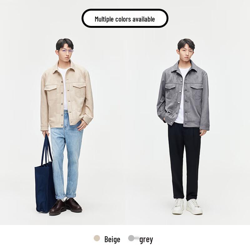 GXG Men's 2024 Spring Two-Tone Faux Suede Jacket