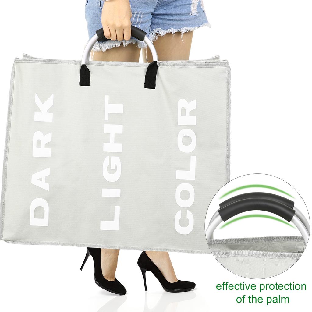 Collapsable 3-section Laundry Bag Foldable Laundry Hamper Durable Oxford Fabric Laundry Basket Clothes Sorter Portable