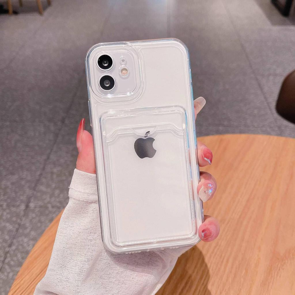 Compatible Transparent Drop-Proof Case with Card Holder for iPhone 11, 12, 15, 16, 17 Air & 17 Pro Max.