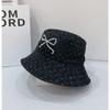 Fisherman's hat children spring and summer bow embroidery sunshade denim basin hat shows a small tide
